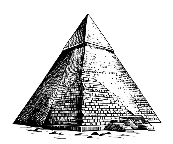 Pyramid Skiss Hand Dras Egypt Resa Illustration — Stock vektor
