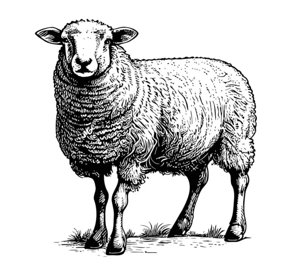 Πρόβατα Χέρι Σκίτσο Αναπαραγωγής Που Doodle Στυλ Διάνυσμα Εικονογράφηση — Διανυσματικό Αρχείο