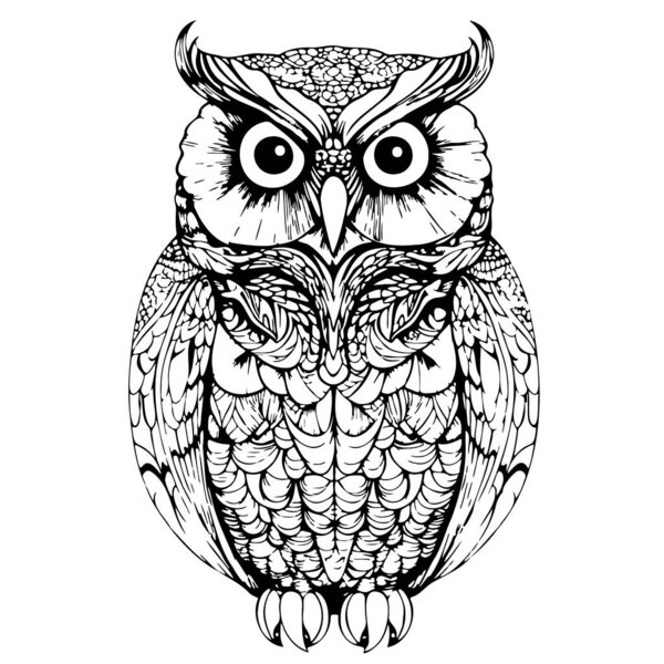 Owl sketch hand drawn Vector illustration Birds