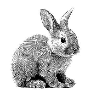 Tavşan çizim stili resimle çizilmiş.