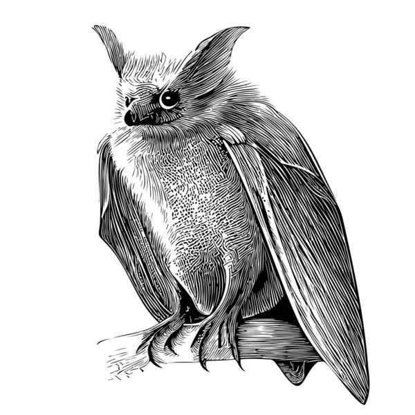 Νυχτερίδα Κάθεται Χέρι Σκίτσο Που Στην Εικόνα Στυλ Doodle — Διανυσματικό Αρχείο