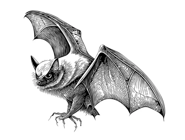 Bat Voando Esboço Mão Desenhada Doodle Estilo Ilustração —  Vetores de Stock