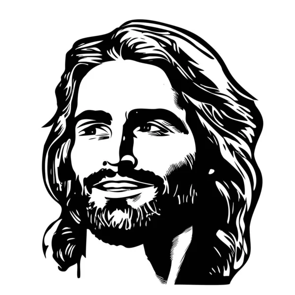 Wajah Yesus Tangan Sketsa Abstrak Yang Digambar Dengan Ilustrasi Corat - Stok Vektor
