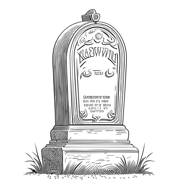 Винтажный Набросок Надгробия Нарисованный Стиле Каракулей — стоковый вектор
