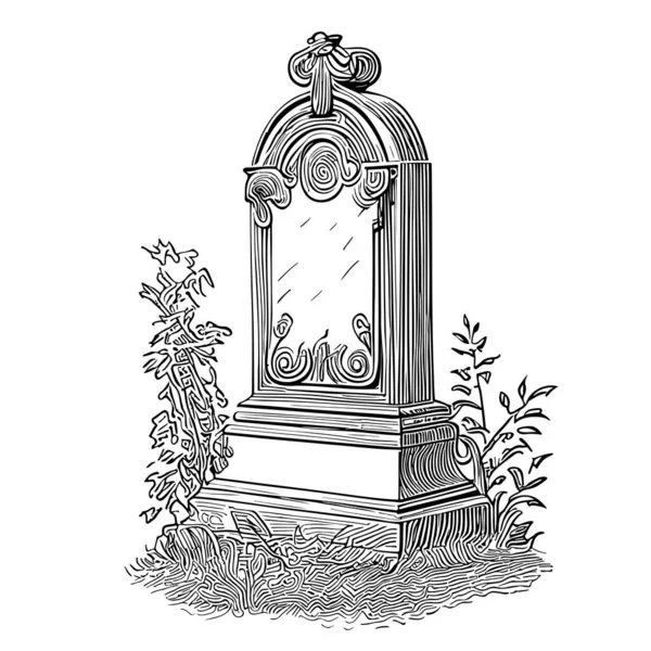 Ретро Эскиз Надгробного Камня Нарисованный Стиле Каракулей — стоковый вектор