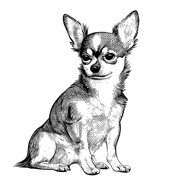 Chihuahua Σκετς Σκύλου Που Στην Εικόνα Στυλ Doodle — Διανυσματικό Αρχείο