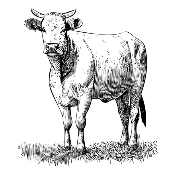 Ілюстрація Коров Ячого Ескізу Намальованого Стилю Гравіювання — стоковий вектор