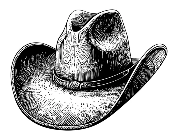 Sombrero Vintage Boceto Dibujado Mano Grabado Estilo Ilustración — Vector de stock