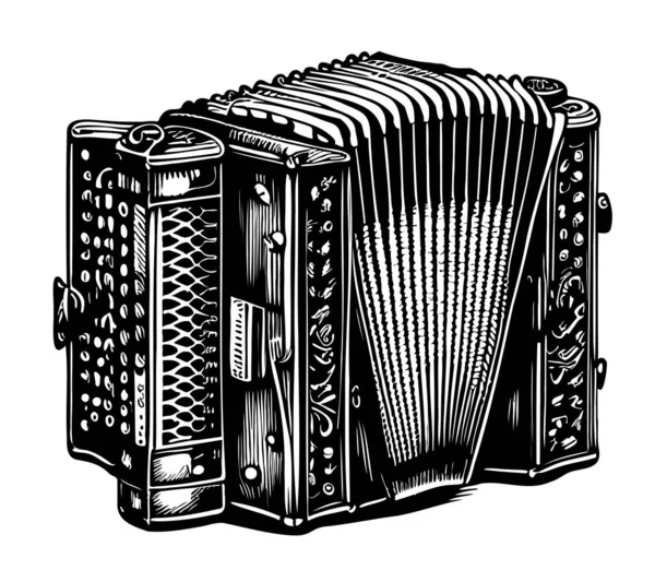 Alman Akordeon Müzik Skeç Çizimi Çizimi Çizimi — Stok Vektör