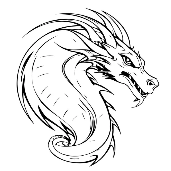 Dragon Mystický Náčrtek Logo Ručně Kreslené Kresleném Stylu Ilustrace — Stockový vektor