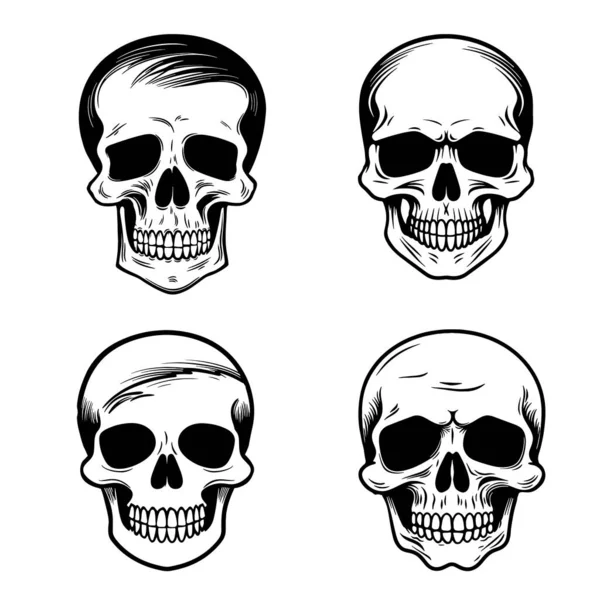 Skulls Συλλογή Σκίτσο Χέρι Που Θάνατο Ημέρα Vector — Διανυσματικό Αρχείο