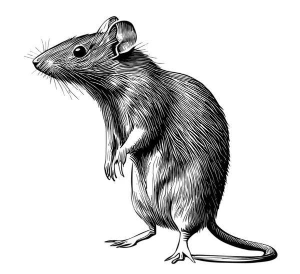 Bonito Rato Desenhado Mão Esboço Ilustração Roedores Selvagens — Vetor de Stock