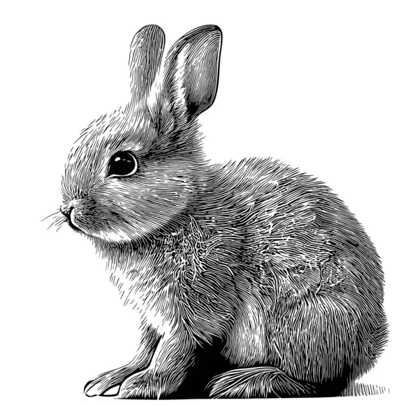 リトルウサギ手描き動物ベクターイラスト — ストックベクタ