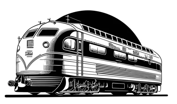 Retro Train Hand Drawn Sketch Vector Transport — Stock Vector