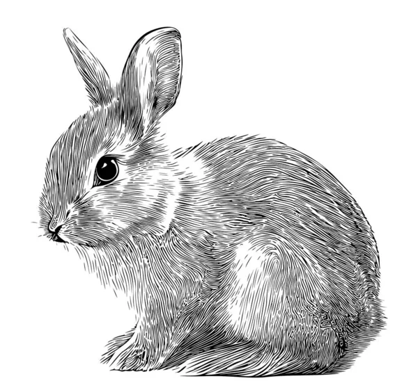 Pequeño Cachorro Conejo Boceto Dibujado Mano Animales Granja Ilustración — Vector de stock