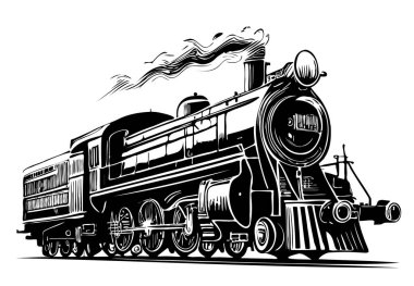 Retro buhar treni el çizimi Yolcu trans vektörü