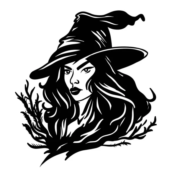 Black Witch Hat Hand Drawn Sketch Doodle Halloween Style Vector — Stock Vector