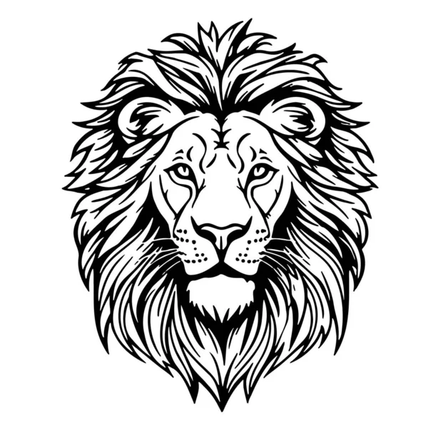 Lion Head Cartoon Hand Drawn Sketch Vector Safari Animals — Stock Vector