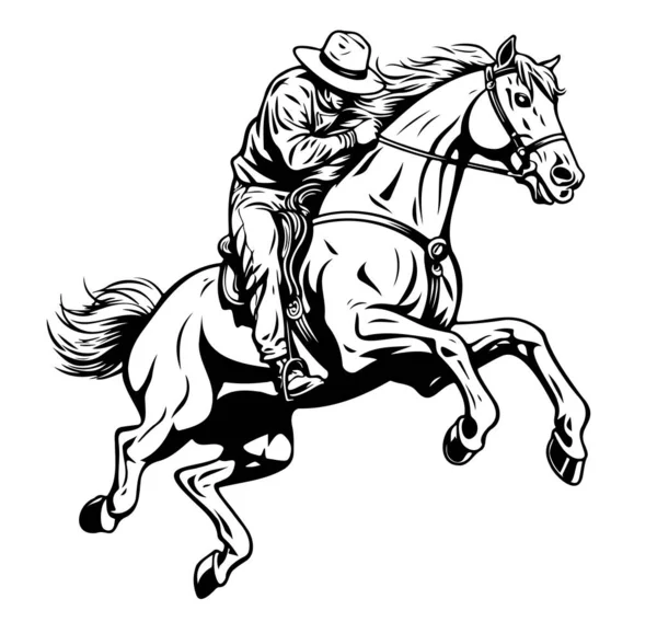 Cowboy Auf Pferd Handgezeichnete Skizze Vector — Stockvektor