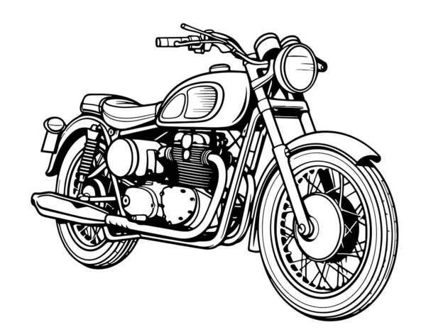 Motorcycle Sketch Hand Drawn Vector Retro Transport — Stock Vector