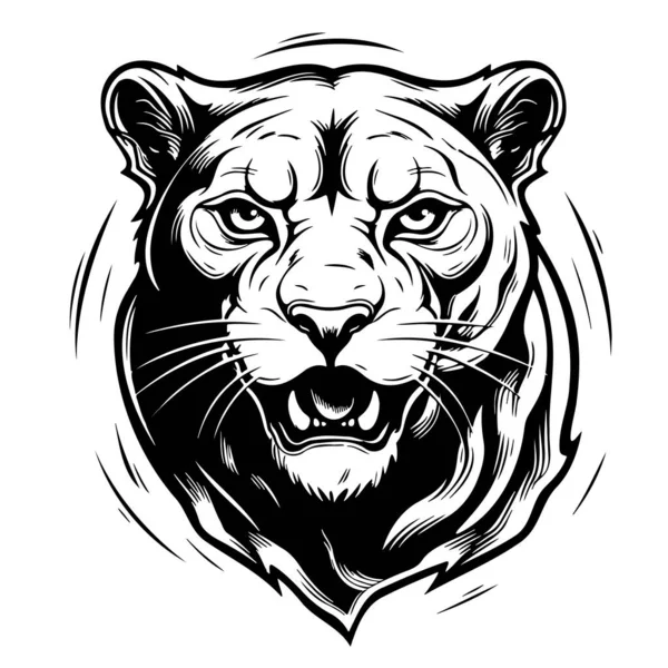 Panther Face Hand Drawn Sketch Vector Wild Animals — Stock Vector