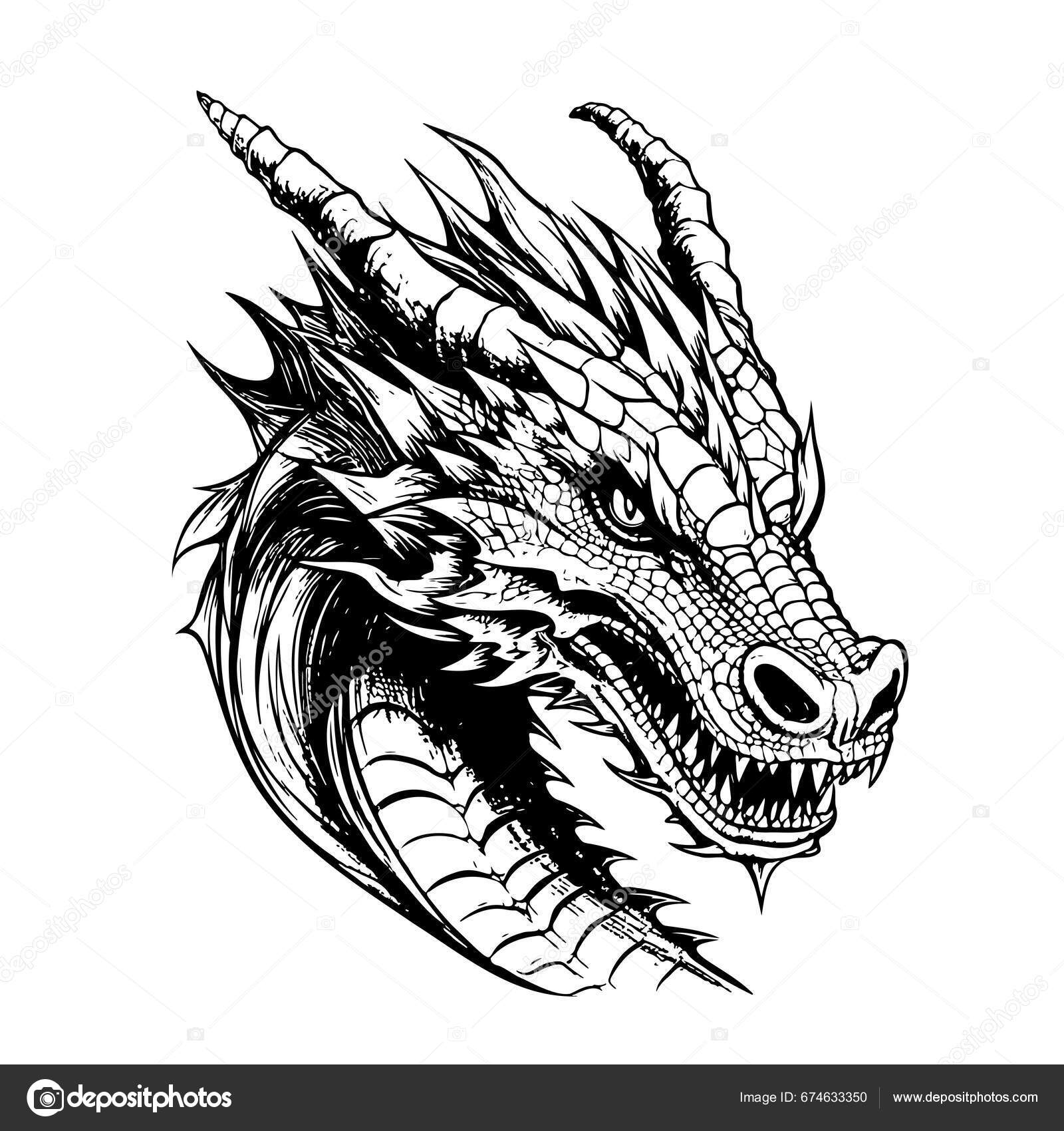 Dragon Head Sketch Royalty-Free Images, Stock Photos & Pictures