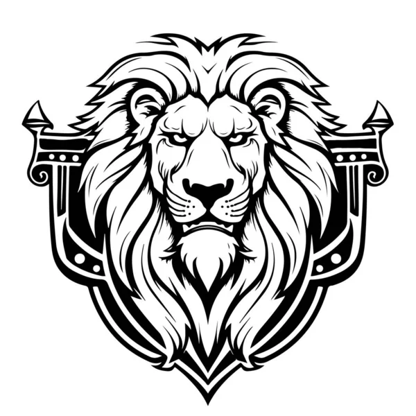 Lion Head Heraldic Sketch Hand Drawn Sketch Vector Safari Animals — Stock Vector