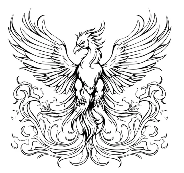 Феникс Нарисовал Набросок Мифических Птиц Векторная Иллюстрация Miths — стоковый вектор