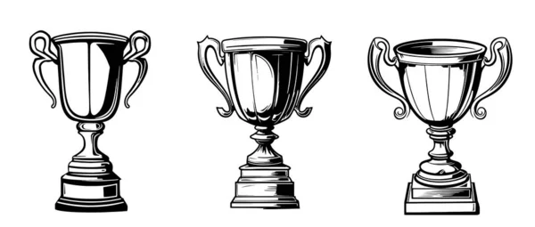 ハンドグラフィックスタイルベクターで描かれた勝利のカップスケッチ — ストックベクタ