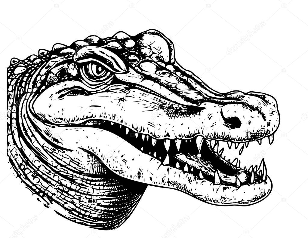 Wild crocodile face sketch hand drawn sketch Vector