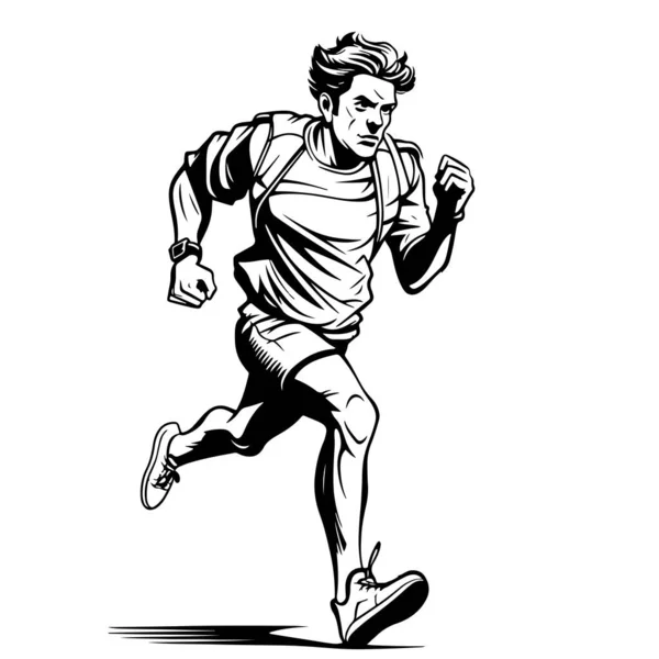 Runner Sketch Hand Drawn Vector Sports Competition — Stock Vector