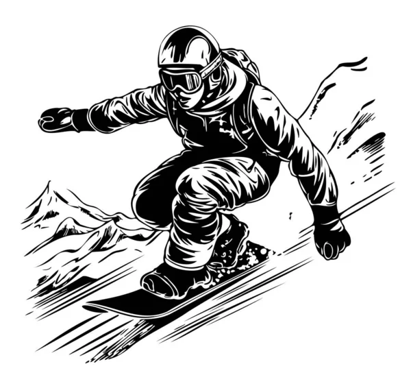 Snowboarder Esboço Mão Desenhada Competição Vector Esportes — Vetor de Stock