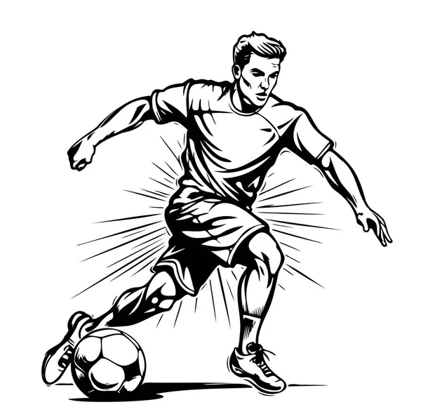 Jogador Futebol Esboço Mão Desenhada Competição Vector Esportes — Vetor de Stock
