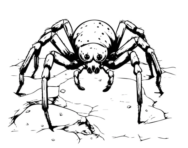 Spindel Insekt Skiss Hand Ritad Halloween Vektor — Stock vektor