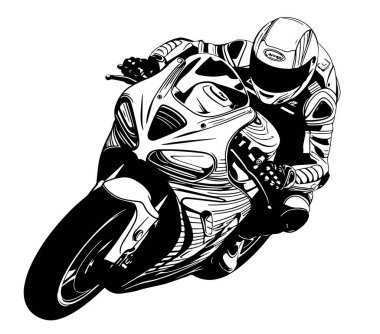 Motosikletçi amblemi çizim el çizimi Vektör Spor yarışması