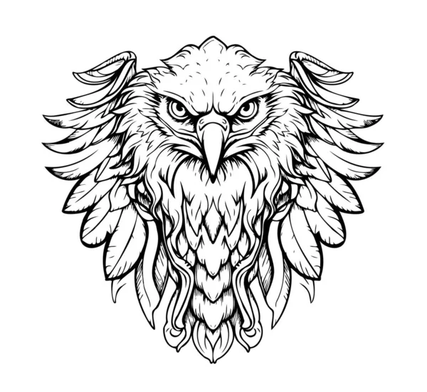 Aigle Croquis Visage Dessiné Main Illustration Vectorielle Oiseaux — Image vectorielle