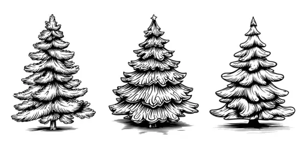 Çizgi roman tarzı Noel ağacı, el çizimi, Noel ve Yeni Yıl Sembolü.
