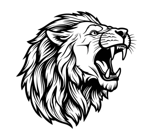 Aslan Kükremesi Logo Vektörü Simge Spor Maskot Şablonu Vahşi Hayvanlar