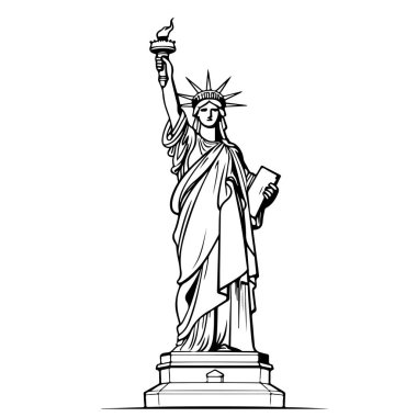 Özgürlük Anıtı. New York 'un simgesi. Amerikan sembolü. Vektör silueti