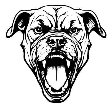 Kızgın köpek kafası çizimi. Çizim stili Vektör çizimi.