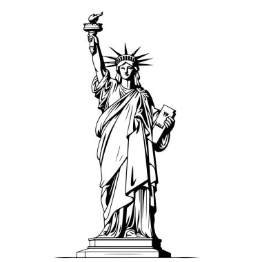 Özgürlük Heykeli çizgi filmi. New York 'un simgesi. Amerikan sembolü. Vektör