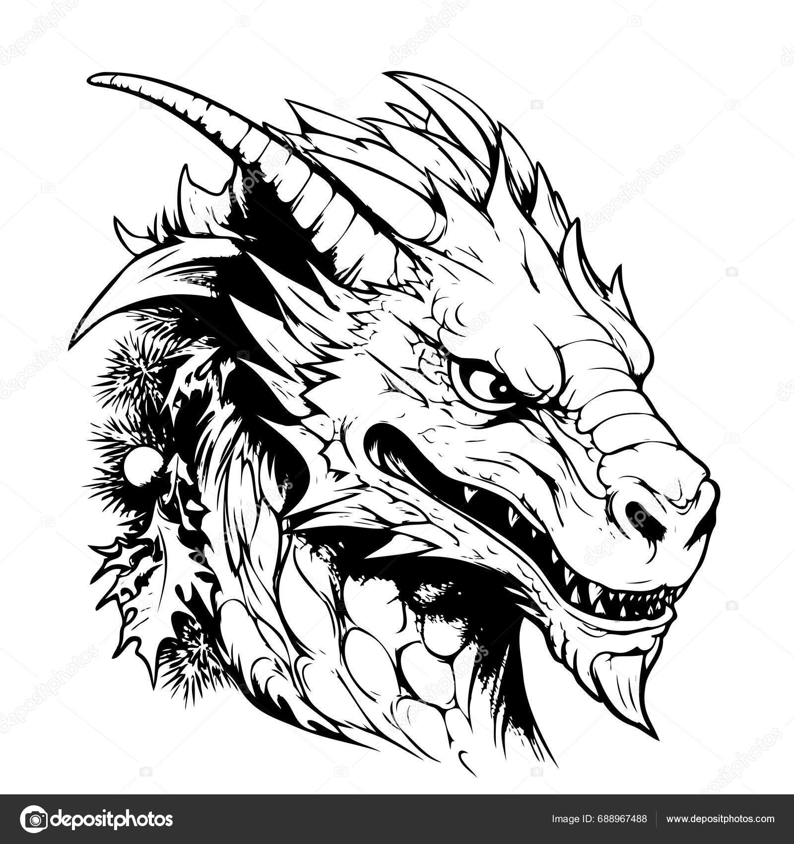 Vicces Téli Karakter Sárkány Vektor Illusztráció Vázlatos Kézi Rajz ...