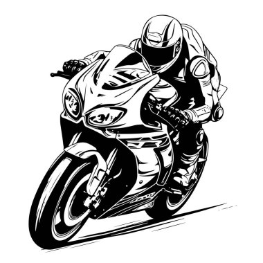 Motorcycle racer sketch hand drawn Vector illustration Sport clipart