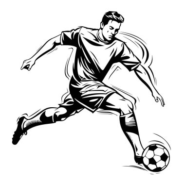 Futbolun el çizimi. Vektör illüstrasyon Spor