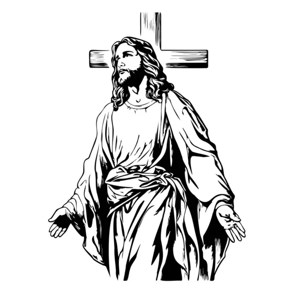 Jezus Chrystus Chrześcijaństwo Ręcznie Rysowane Wektor Ilustracji — Wektor stockowy