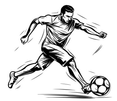 Futbolcu top taşıyıcı illüstrasyonunu tekmeliyor