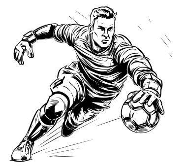 Futbolun el çizimi. Vektör illüstrasyon Spor