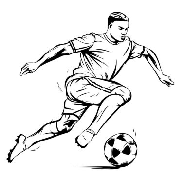 Futbolcu top taşıyıcı illüstrasyonunu tekmeliyor