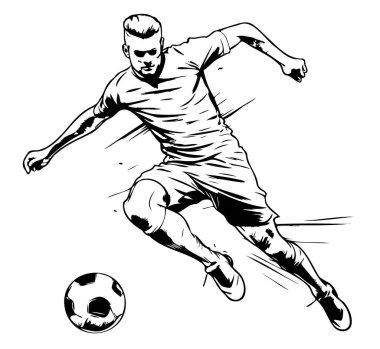 Futbolcu top taşıyıcı illüstrasyonunu tekmeliyor