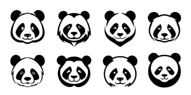 Panda icon, Panda Logo abstract design vector template Negative space style. Wild animal zoo Logotype bear concept icon.